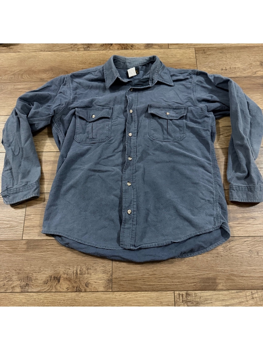 Vtg Melton Deerskin Blue Chamois Flannel Shirt USA L